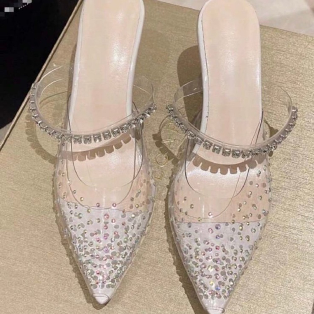Elegant Clear Heels with Rhinestone Strap - Picture 2 of 6